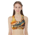 Nature Storm Painting Sports Bra with Border