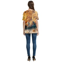 V-Neck Split Shoulder Casual T-Shirt 