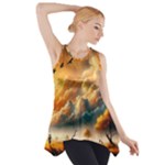 Nature Storm Painting Side Drop Tank Tunic