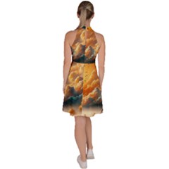 Sleeveless Halter Neck A-Line Dress 