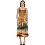 Nature Storm Painting Casual Spaghetti Strap Midi Dress