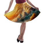 Nature Storm Painting A-line Skater Skirt