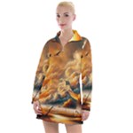 Nature Storm Painting Women s Long Sleeve Casual Dress