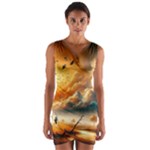 Nature Storm Painting Wrap Front Bodycon Dress