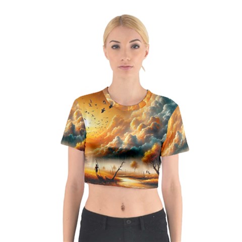 Nature Storm Painting Cotton Crop Top from ArtsNow.com