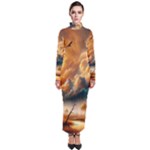 Nature Storm Painting Turtleneck Maxi Dress