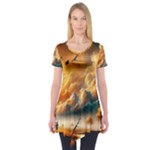 Nature Storm Painting Short Sleeve Tunic 