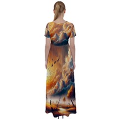 High Waist Short Sleeve Maxi Dress 