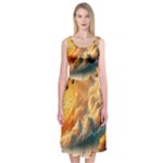 Nature Storm Painting Midi Sleeveless Dress