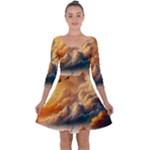 Nature Storm Painting Quarter Sleeve Skater Dress
