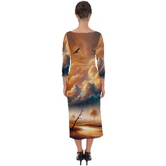 Quarter Sleeve Midi Bodycon Dress 