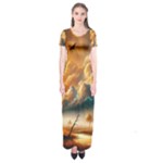 Nature Storm Painting Short Sleeve Maxi Dress