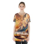 Nature Storm Painting Skirt Hem Sports Top