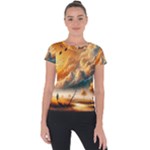 Nature Storm Painting Short Sleeve Sports Top 