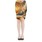 Nature Storm Painting Midi Wrap Pencil Skirt