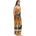 Spaghetti Top Long Pants Satin Pajamas Set 