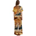 Short Sleeve Long Pants Satin Pajamas Set 