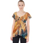 Nature Storm Painting Lace Front Dolly Top