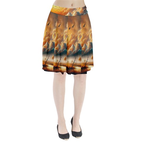 Nature Storm Painting Pleated Skirt from ArtsNow.com