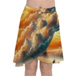 Nature Storm Painting Chiffon Wrap Front Skirt