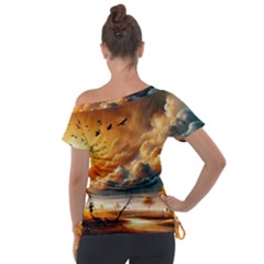 Off Shoulder Tie-Up T-Shirt 