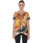Nature Storm Painting Cut Out Side Drop T-Shirt
