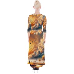 Quarter Sleeve Wrap Maxi Dress 
