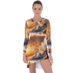 Nature Storm Painting Asymmetric Cut-Out Shift Dress