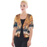 Nature Storm Painting Cropped Button Cardigan