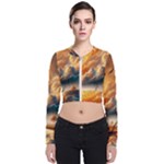 Nature Storm Painting Long Sleeve Zip Up Bomber Jacket