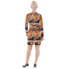 Button Long Sleeve Dress 
