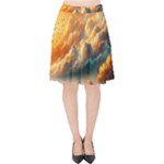 Nature Storm Painting Velvet High Waist Skirt