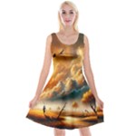 Nature Storm Painting Reversible Velvet Sleeveless Dress