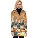 Nature Storm Painting Button Up Hooded Coat 