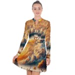 Nature Storm Painting Long Sleeve Panel Dress