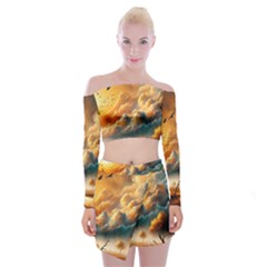 Off Shoulder Top with Mini Skirt Set 