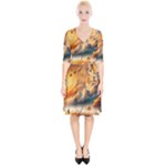 Nature Storm Painting Wrap Up Cocktail Dress