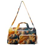 Nature Storm Painting Sports Gym Duffle Bag with Shoe Compartment