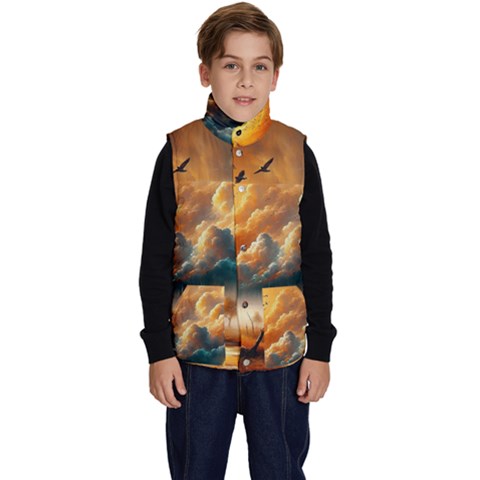 Nature Storm Painting Kid s Button Up Puffer Vest from ArtsNow.com