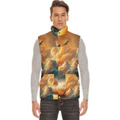 Nature Storm Painting Men s High Neck Button Up Puffer Vest from ArtsNow.com
