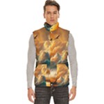 Nature Storm Painting Men s High Neck Button Up Puffer Vest