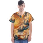 Nature Storm Painting Men s V-Neck Scrub Top