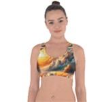 Nature Storm Painting Cross String Back Sports Bra