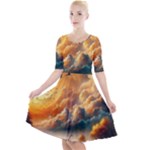 Nature Storm Painting Quarter Sleeve A-Line Dress