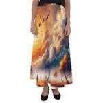 Nature Storm Painting Flared Maxi Skirt