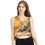 Nature Storm Painting V-Neck Cropped Tank Top