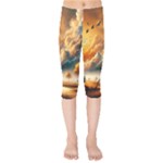 Nature Storm Painting Kids  Capri Leggings 