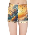 Nature Storm Painting Kids  Sports Shorts