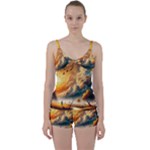 Nature Storm Painting Tie Front Two Piece Tankini