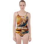 Nature Storm Painting Cut Out Top Tankini Set